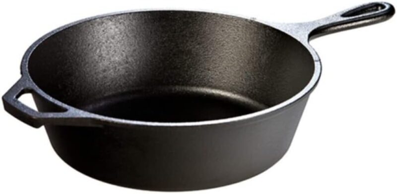 Cast Iron Deep Skillet, 3 Quart, Black