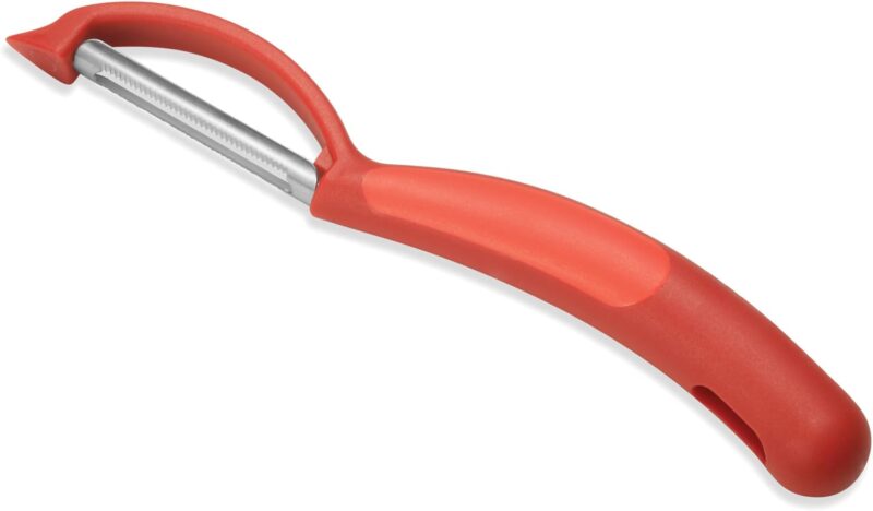 Serrated Piranha “Swivel” Peeler 7.25” Red