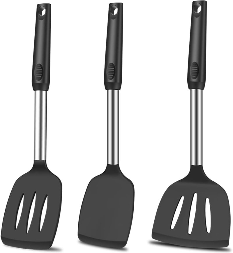 Spatula Set Silicone Spatula Heat Resistant Spatulas for Nonstick Cookware Rubber Spatula  Fish Wok Spatula, Large Nonstick Silicone Egg Spatula for kitchen use Cooking Utensils Set