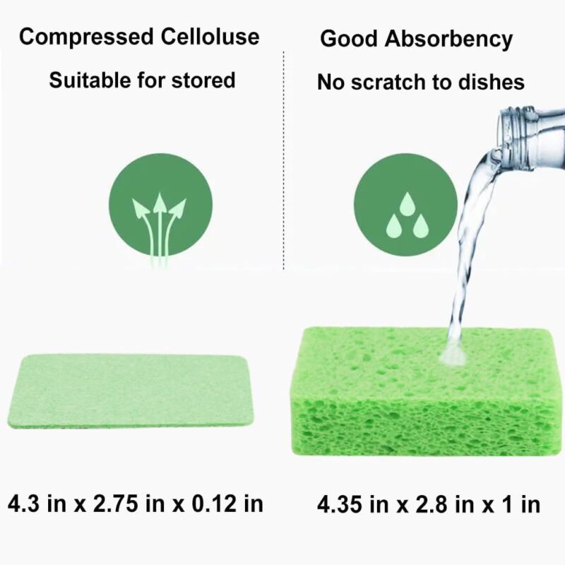 12-Count Kitchen Sponges- Compressed Cellulose Sponges Non-Scratch Natural Dish Sponge for Kitchen Bathroom Cars, Funny Cut-Outs DIY for Kids - Image 2