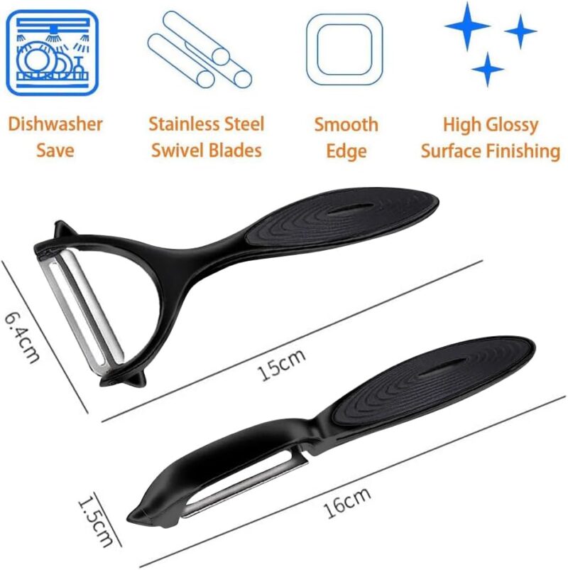Premium Vegetable Peeler Set – Ultra Sharp Stainless Steel Blades with Non-Slip Ergonomic Handles for Easy Potato, Fruit & Veggie Peeling (2PCS) - Image 2