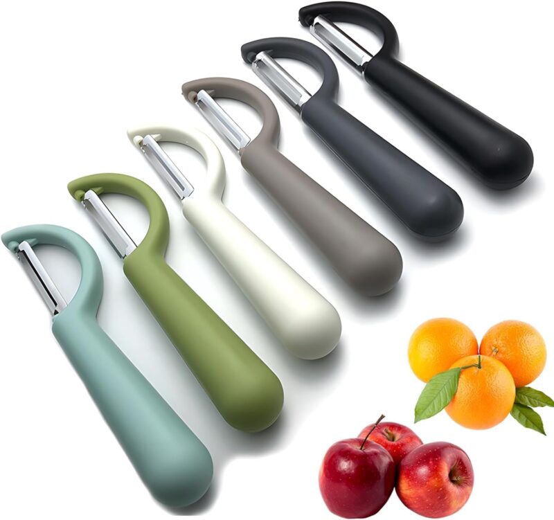 6-Pack Vegetable Peeler for Kitchen，Y Peeler Stainless Steel Potato Peeler Set for Apple Veggie Carrot Fruit Zucchini Cucumber Safe Peelers Bulk with Non-Slip Handle (P)
