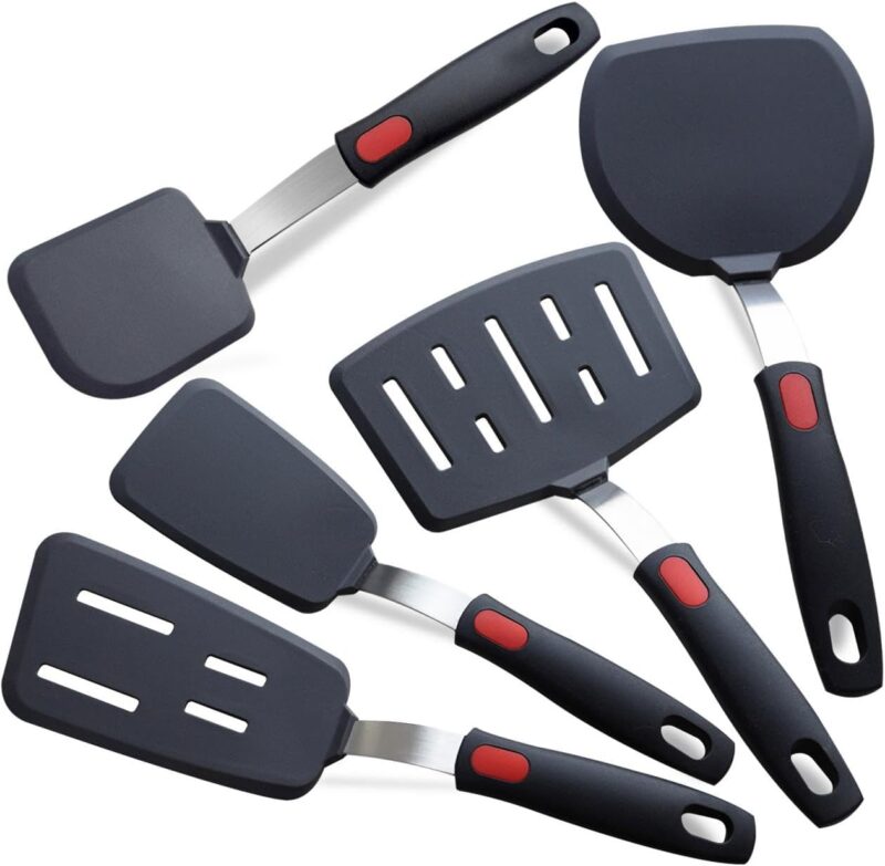 Silicone Spatula , 5-Pack Spatulas Silicone Set for Nonstick Cookware, 600°F Heat Resistant Kitchen Cooking Utensils Set for Egg, Pancake Dishwasher Safe