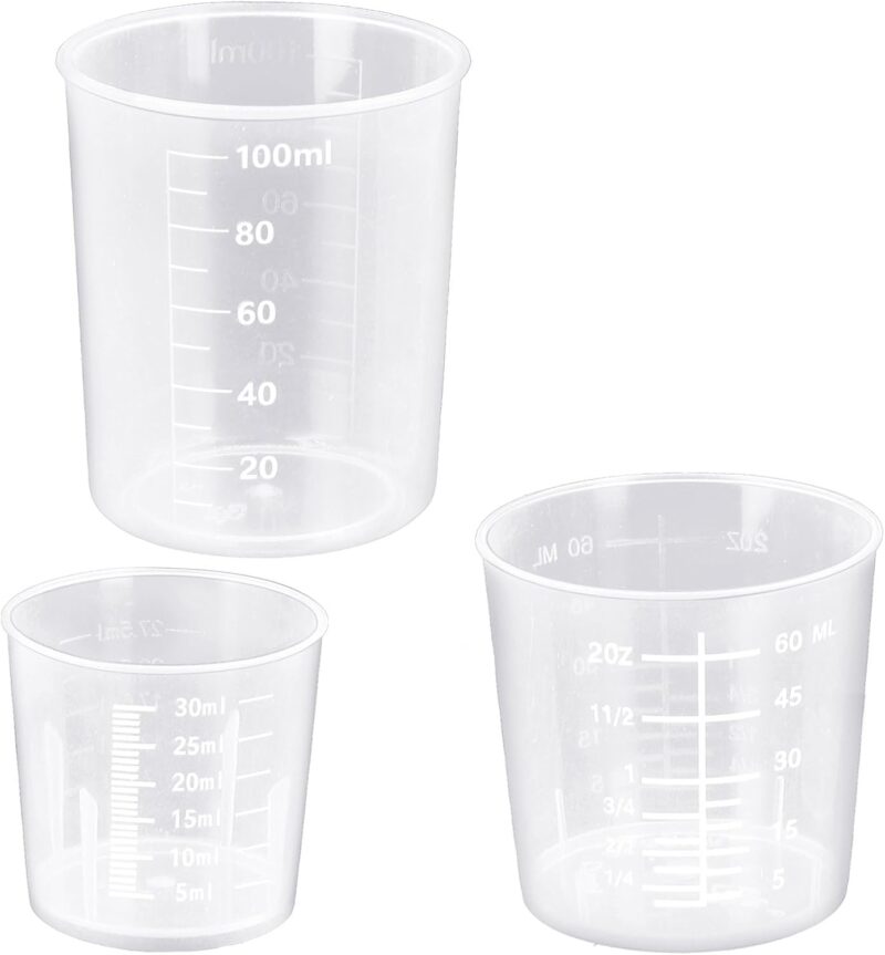 3 Pack Measuring Cup Set, Includes 1 Oz (30 Ml), 2 Oz (60 Ml) and 3.4 Oz (100 Ml) Plastic Liquid Measuring Cups- Baking, Cooking, Mixing & Measuring Cups