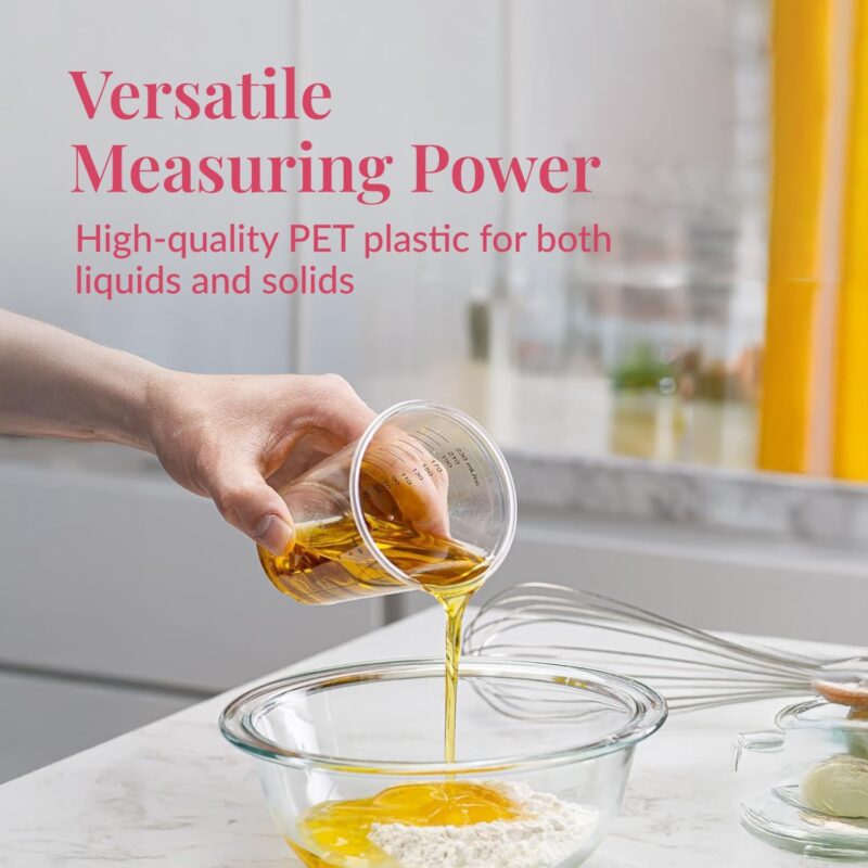 50 Disposable Measuring Cups - 8 Oz | Mixing Cups For Epoxy Resin | Plastic Liquid Dry Measuring Cups | Paint Mixing Cups | Baking Supplies | Baking Tools - Image 2
