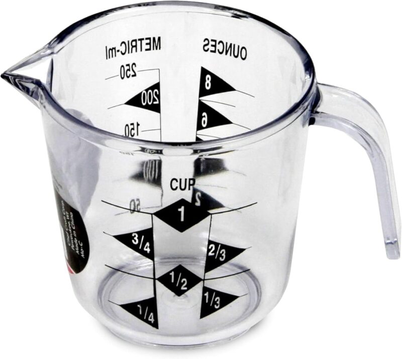 Plastic Measuring Cup, 1 Cup Capacity, Clear