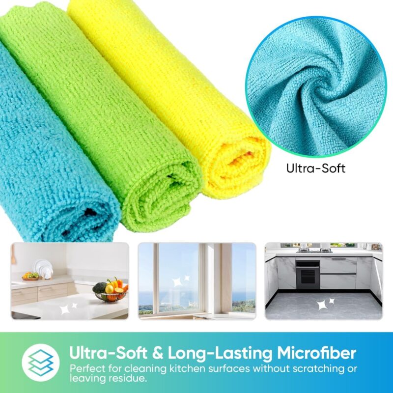 Microfiber Cleaning Cloths, 24 Pack Cleaning Rags for Kitchen, Lint Free, Scratch-Free, Highly Absorbent, and Reusable Cleaning Towels for House, Window and Glass, Cars, 11X9 inch - Image 2