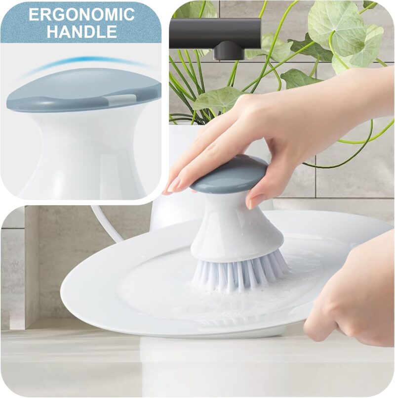 Dish Brush with Tray, Premium Kitchen Brushes for Dishes Pots Pans and Sink Cleaning, Professional Dish Scrub Brush for Kitchen Cleaning - Image 2