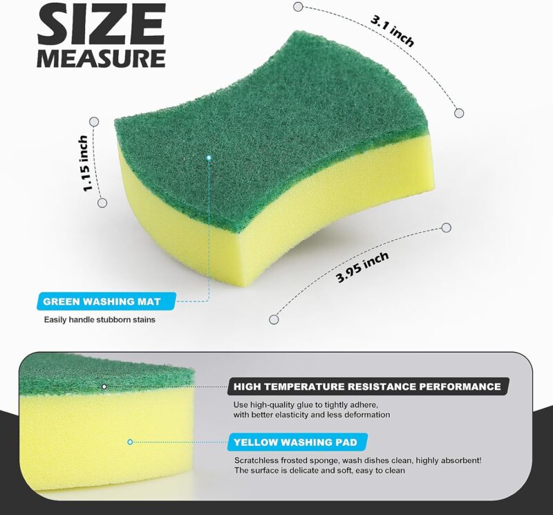 Kitchen Cleaning Sponges,24 Pack Eco Non-Scratch for Dish,Scrub Sponges - Image 2