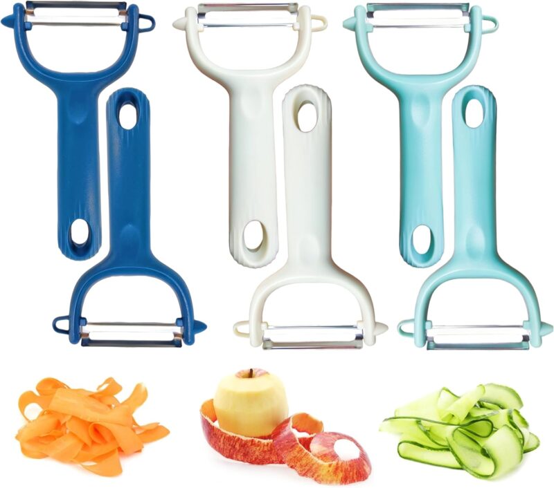 6-Pack Vegetable Peelers for Kitchen,Stainless Steel Apple Peeler Set for Veggie Carrot Fruit Zucchini Cucumber Peeler Sharp Potatoes & Potato Peeler Bulk with Non-Slip Handle (Y)