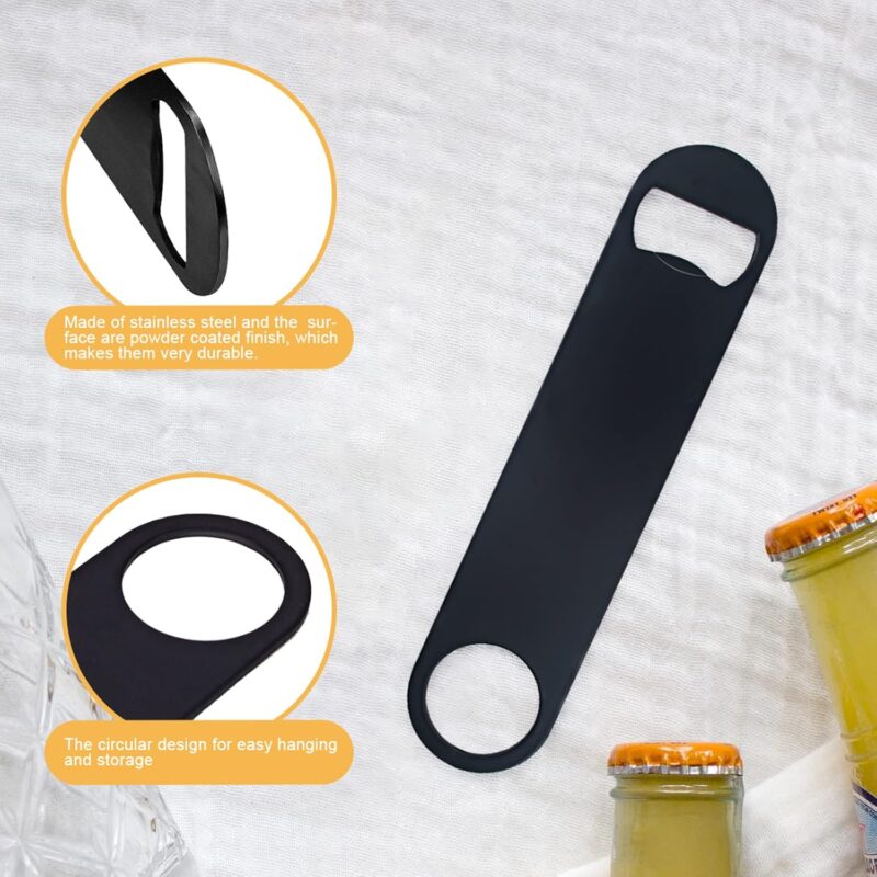 4 PACK Stainless Steel Flat Bottle Opener, Beer Bottle Opener, 7inch, with Exquisite Packaging, for Kitchen, Bar or Restaurant, Black, - Image 2