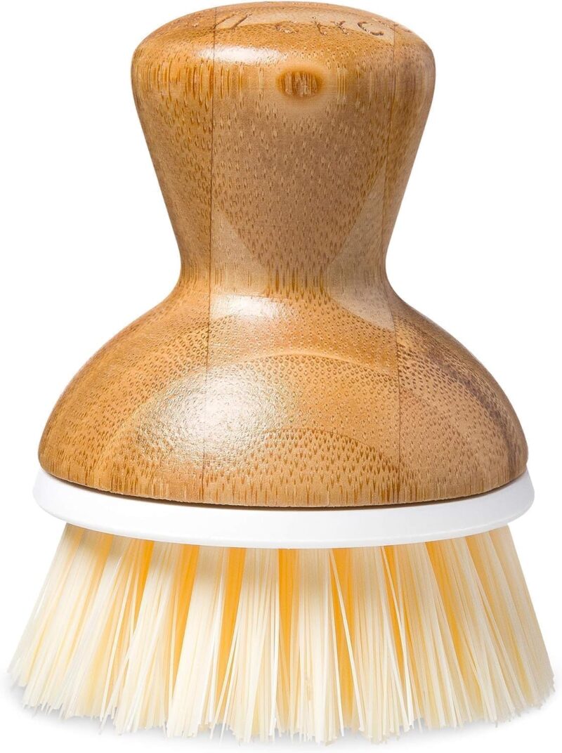 Full  - Bamboo Dish Brush – Ergonomic Palm Scrubber with Handle for Kitchen Cleaning, White, Pack of 1