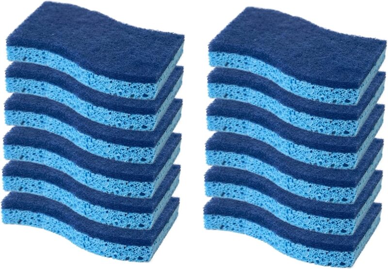 12 Pack Non-Scratch Dish Sponge, Dual Sided Kitchen Sponges for Dishes, Long Lasting Dishwashing Household Cleaning Sponges for Kitchen, Easy to Dry and Reusable