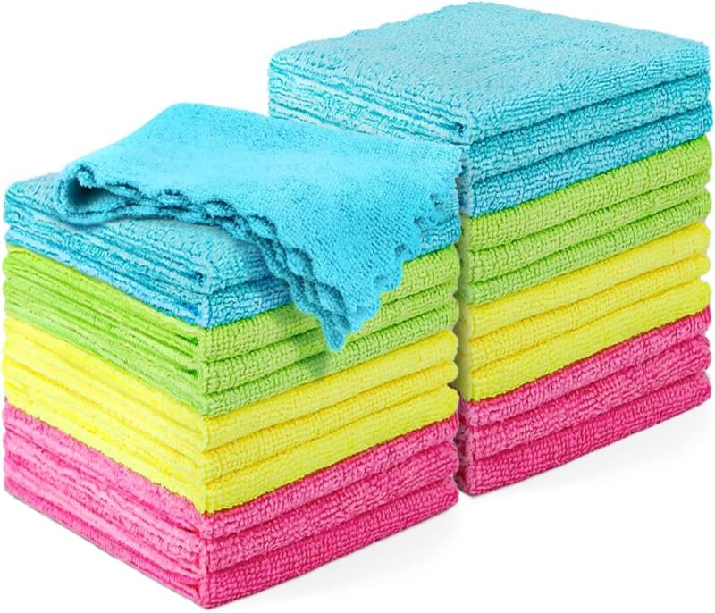 Microfiber Cleaning Cloths, 24 Pack Cleaning Rags for Kitchen, Lint Free, Scratch-Free, Highly Absorbent, and Reusable Cleaning Towels for House, Window and Glass, Cars, 11X9 inch