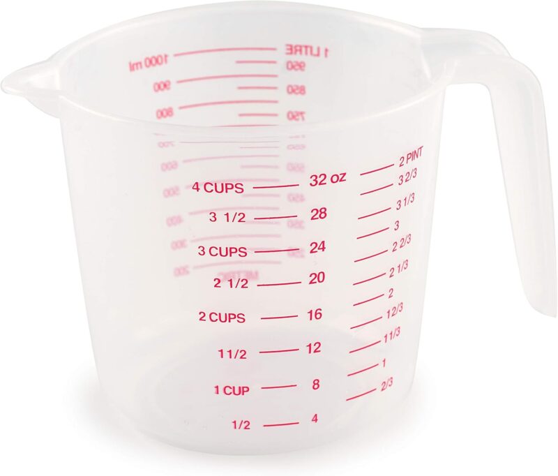 4-Cup Capacity Plastic Measuring Cup, Multicolor