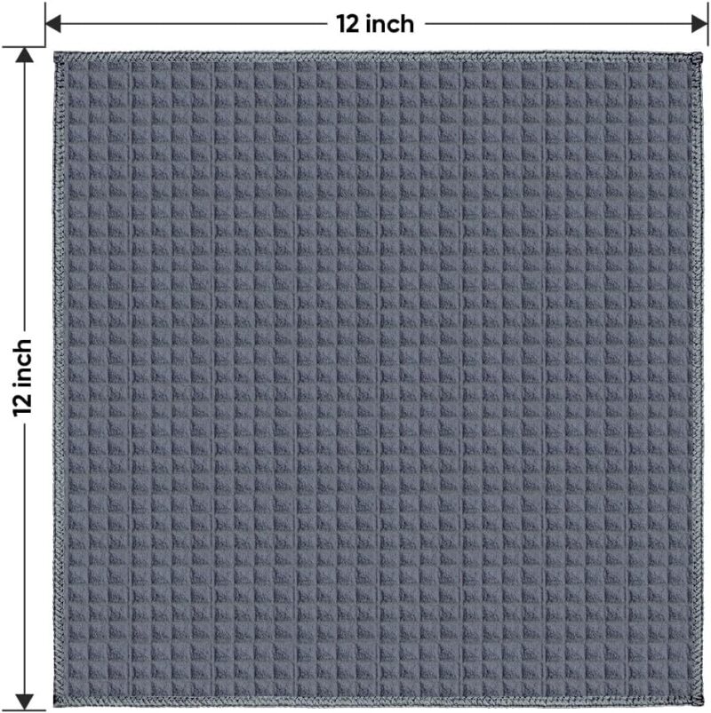 Waffle Weave Microfiber Cleaning Cloths, 6 Pack Highly Absorbent Cleaning Rag for Household, Reusable Kitchen Towels, Scratch-Free Barista Towels, 12 x 12 Inches, Grey - Image 2