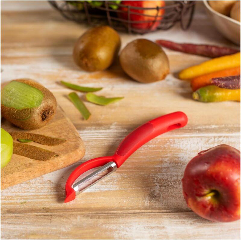 Serrated Piranha “Swivel” Peeler 7.25” Red - Image 2