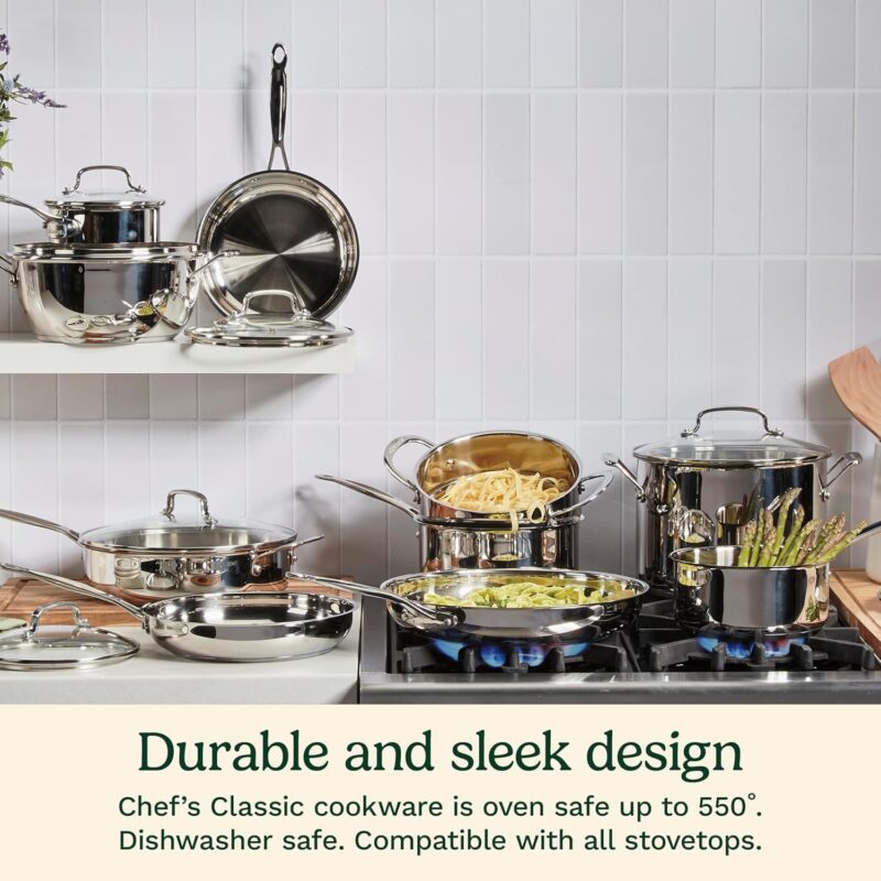 Stainless Steel, 5.5 Quart Sauté Pan w/ Cover, Helper Handle, Chef's Classic, 733-30H - Image 2