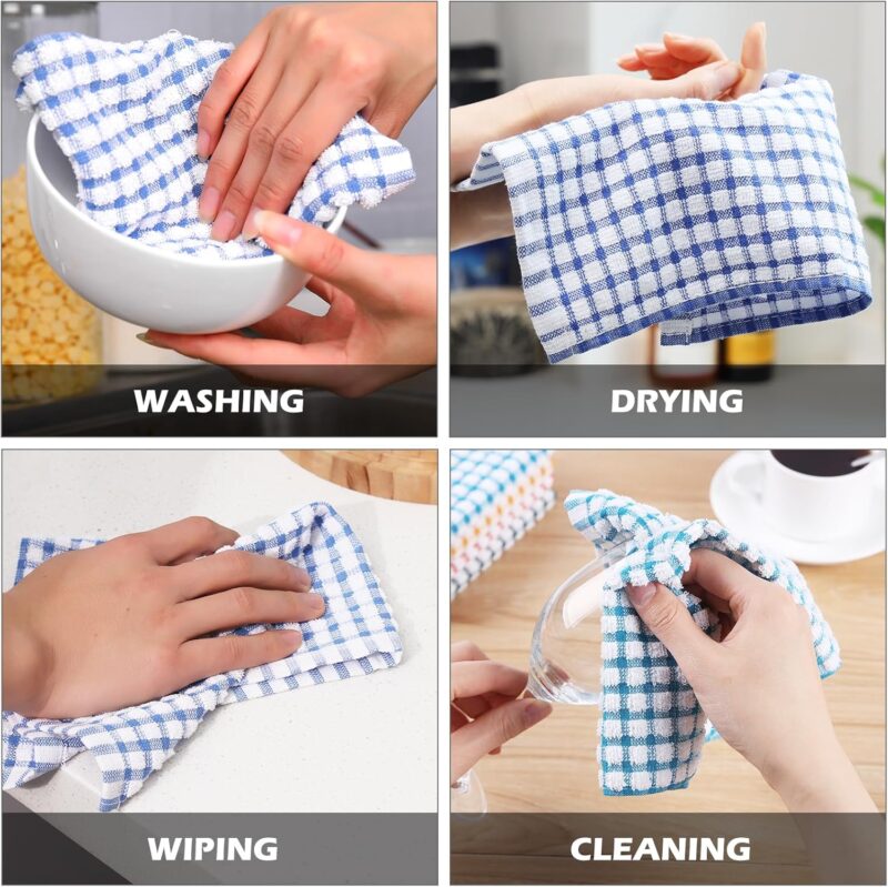 Dish Cloths for Kitchen Washing Dishes, Super Absorbent Dish Rags, Cotton Kitchen Dish Towels Pack of 8, 12x12 Inches - Image 2