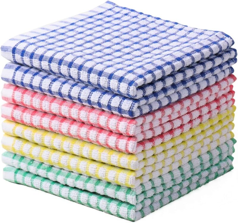 Dish Cloths for Kitchen Washing Dishes, Super Absorbent Dish Rags, Cotton Kitchen Dish Towels Pack of 8, 12x12 Inches