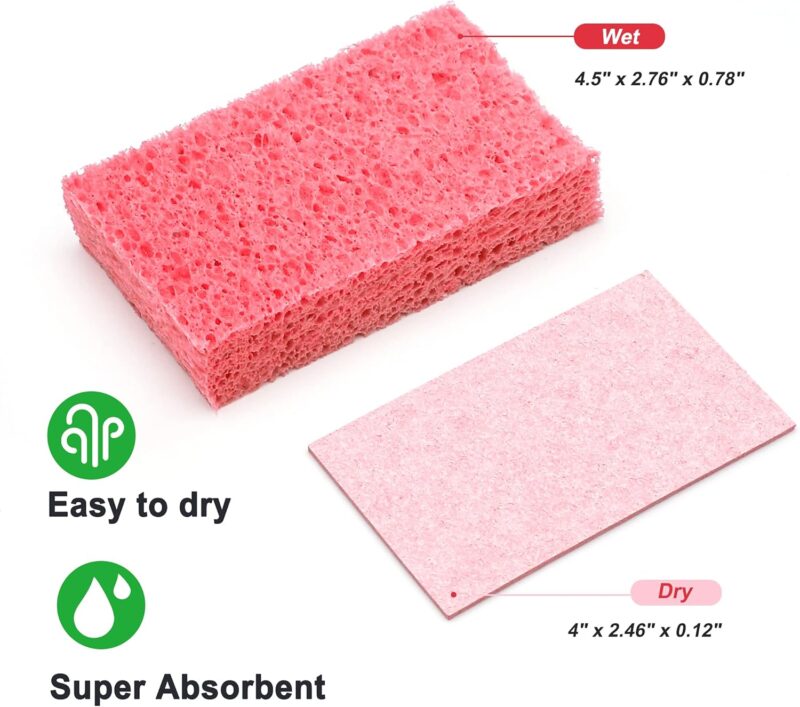 Cellulose Sponges,Heavy Duty Scrub Kitchen Sponge,Clean Tough Messes Without Scratching Sponges Kitchen,Pop Up Eco Sponges DIY (6 Pack) - Image 2