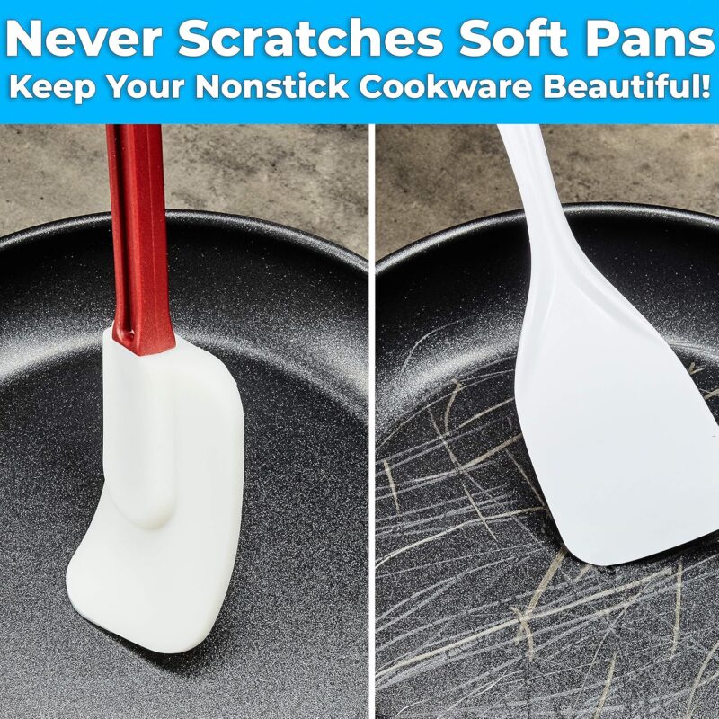 Restaurant Grade, Heavy Duty 14 In. Silicone Spatulas 2 Pack. Long, Heat Resistant Scraper Perfect for Nonstick Cookware. Best Red and White Flat Spatula for Making Eggs. Great Non Scratch Accessory - Image 2